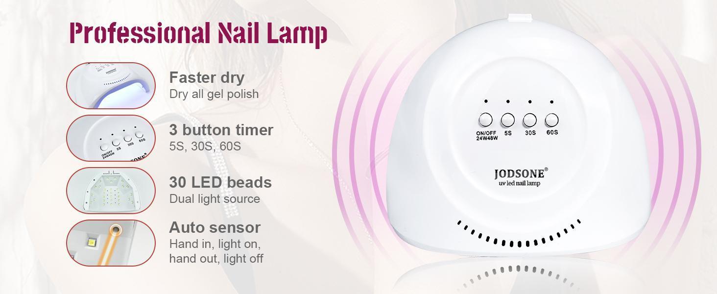 JODSONE Gel Nail Polish Kit with U V Light 36 PCS Classic Black and White Nude and Blue Purple Gel Polish Set with Manicure Tools Suitable for All Seasons Perfect Gifts for Manicure Lover