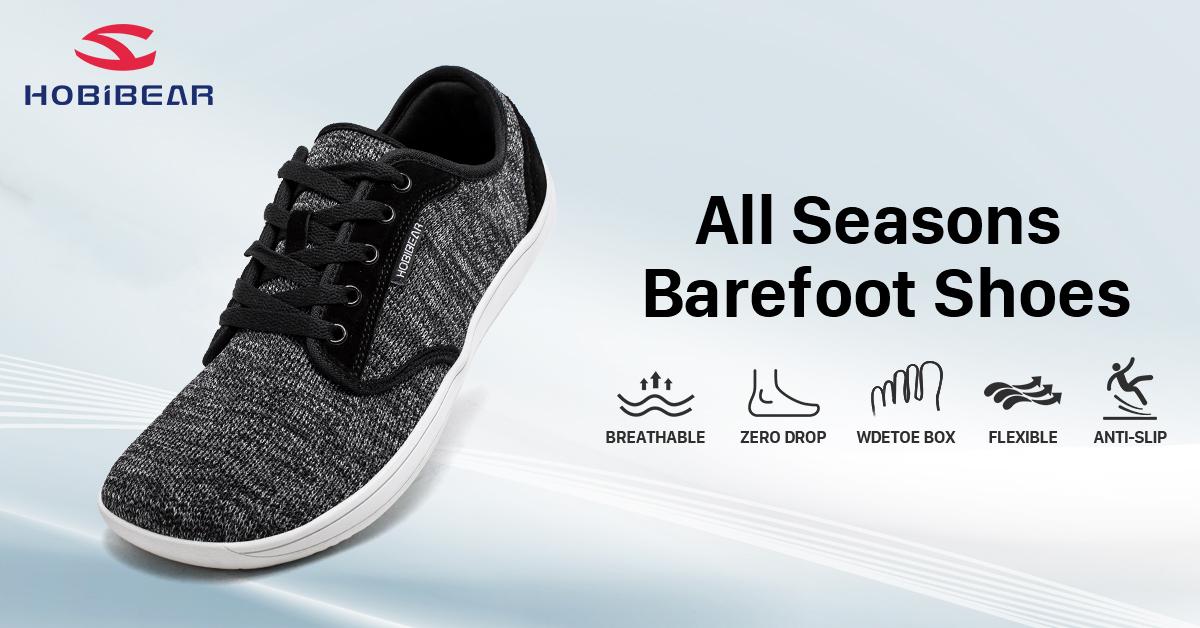 HOBIBEAR Wide Minimalist Barefoot Shoes for Men & Women - Zero Drop Sole, Optimal Relaxation, Breathable Knitted Upper, Wear-Resistant Rubber Sole, Versatile for Running, Walking, Hiking, Yoga, Gym, Weightlifting, Water Sports - Outdoorfun