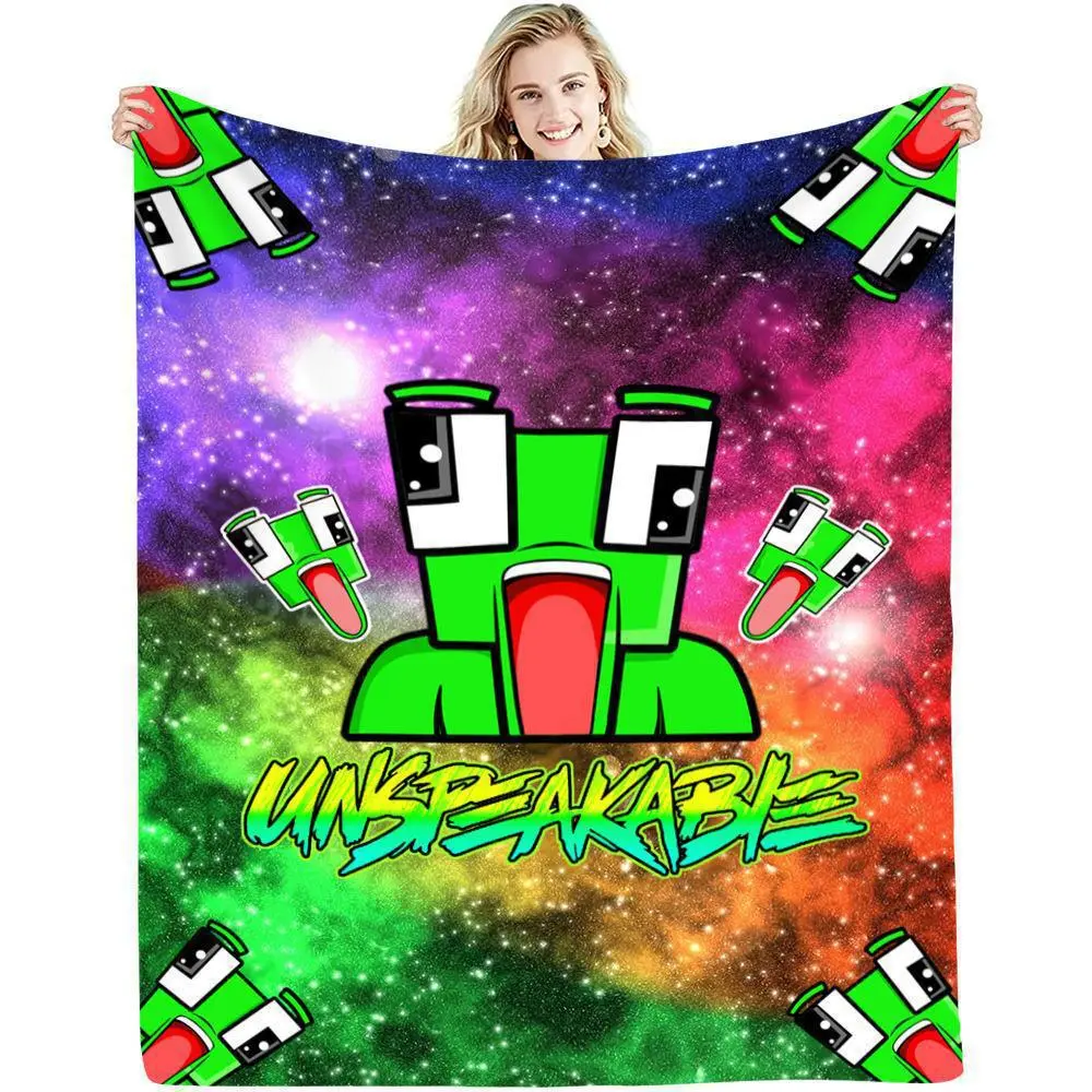 Unspeakable Cartoon Character Flannel Throw Blanket, Trendy Graffiti Letter Print Fleece Blanket, Soft Cozy Lightweight Blanket for Sofa Bedroom, Gift for Teen Boys Game Fans