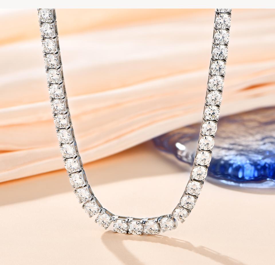 Synthetic Moissanite Tennis Necklace 0.1CT & 0.5CT Chain For Woman Party Anniversary New Gift N004