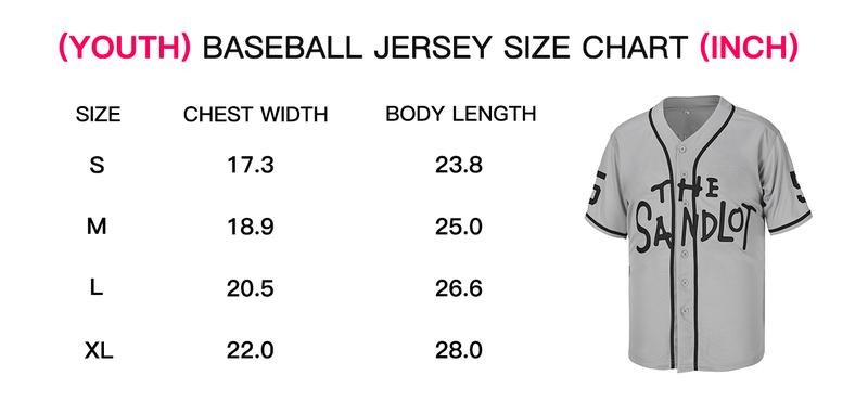 Youth #30 Benny The Jet Rodriguez #5 Michael Squints The Sandlot Movie Baseball Jersey, Sports, Stitched S-XL, Summer, Gift for  Game Day, Boys and Girls