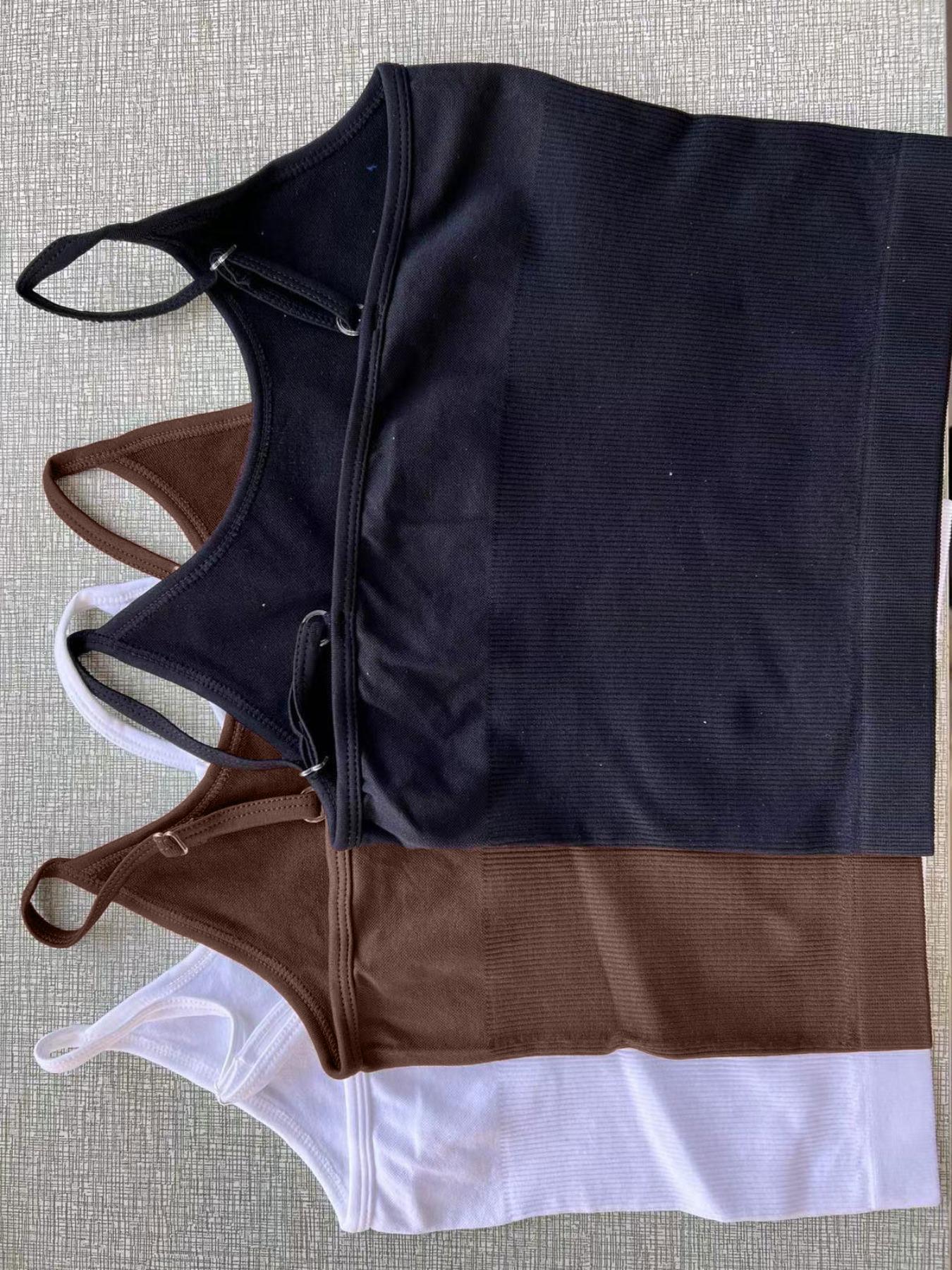 Women's Basic Solid Sports Cami Top, Seamless Crop Sports Vest, Gym Vest, Pickleball Clothes, Tennis Outfits, Running Vest, Ladies Sportswear for Gym Yoga, Back To School Gym Clothes