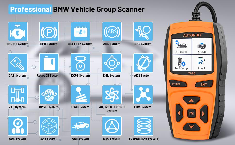 AUTOPHIX 7810 BMW Full System OBD2 scanner code reader Diagnostic Scan Tool for BM ABS Airbag CBS SAS Car Vehicle