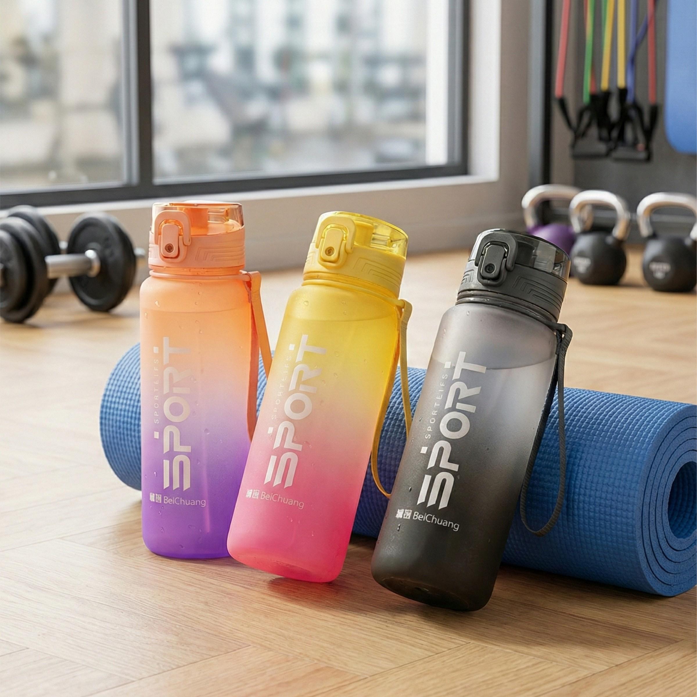 650ML Gradient Sports Water Bottle with Lid, Leak-Proof Plastic Drink Bottle, Portable Outdoor Fitness Cup for Gym, Travel, Coffee, Tea, Juice