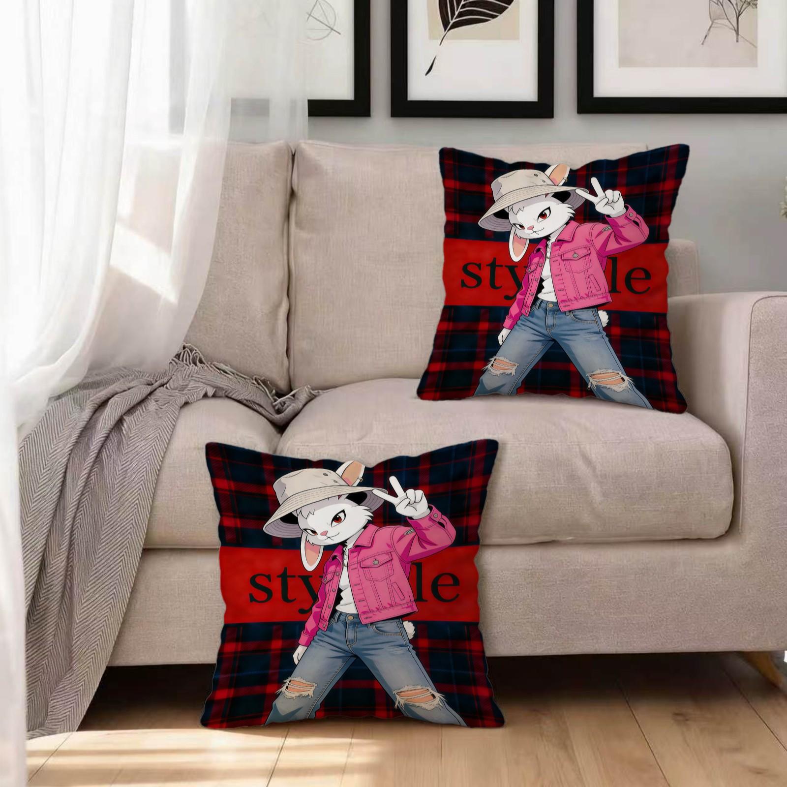 Trendy Rabbit Pattern Pillow, 1 Piece Includes Pillow Core, Soft And Durable, Suitable For Children And Adults, Daily Holiday Birthday Gifts For Beds, Sofas, Cars, Bedroom Decorations