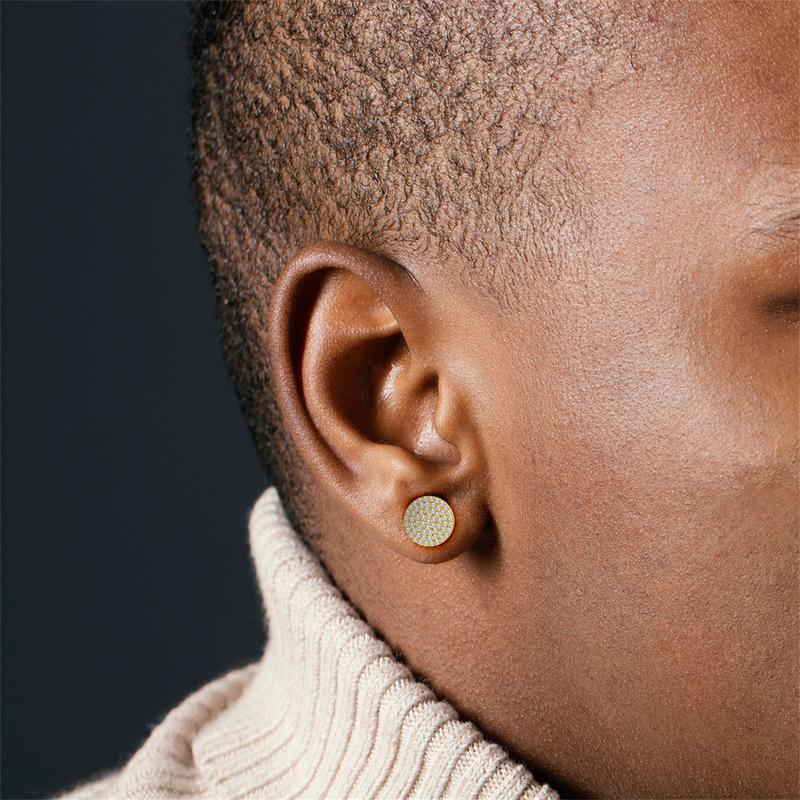 Delzzad 14K Gold-Plated Iced Out Circle Shape Earrings Lab-Created Moissanite Stud Earring S925 Sterling Silver Moissanite Jewelry Perfect Birthday Mother’s Day Christmas Gift for Men Women Wedding Set