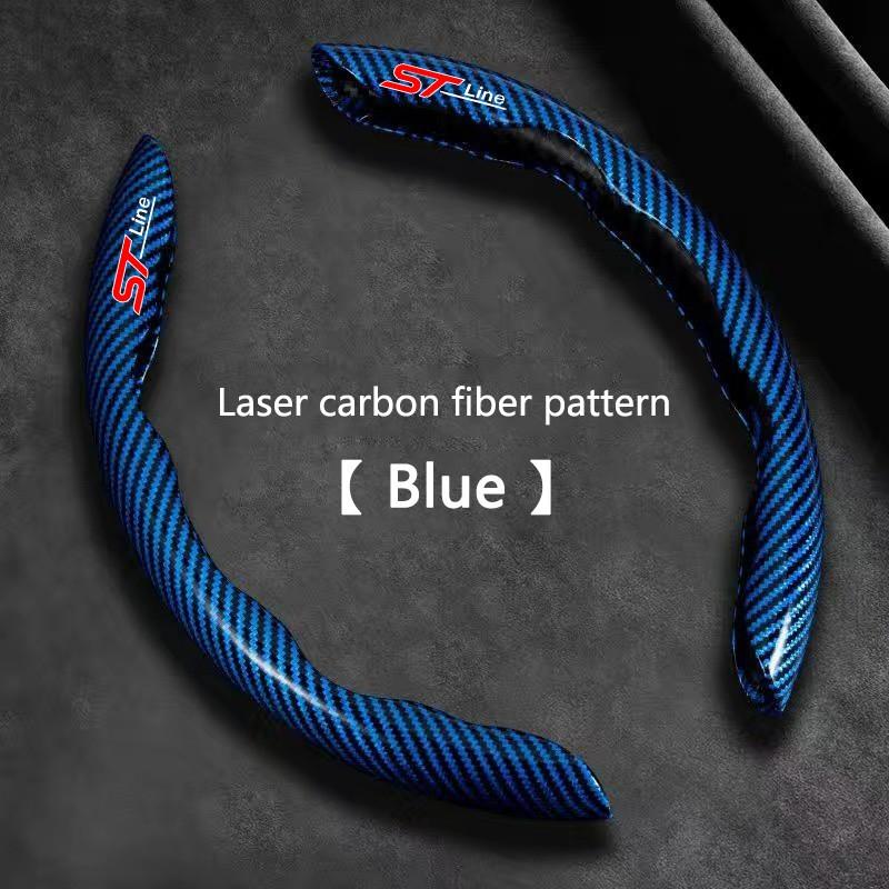 2pcs Carbon Fiber Anti-Slip Car Steering Wheel Cover, Compatible with Ford Models, Durable & Comfortable Grip, Easy Installation