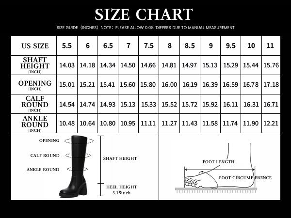 Athlefit Women's PU Leather Platform Boots - 3.15-inch Chunky Heel, Square Toe, Side Zipper, Comfortable Sole, Stylish Fashion Booties SpringStatements