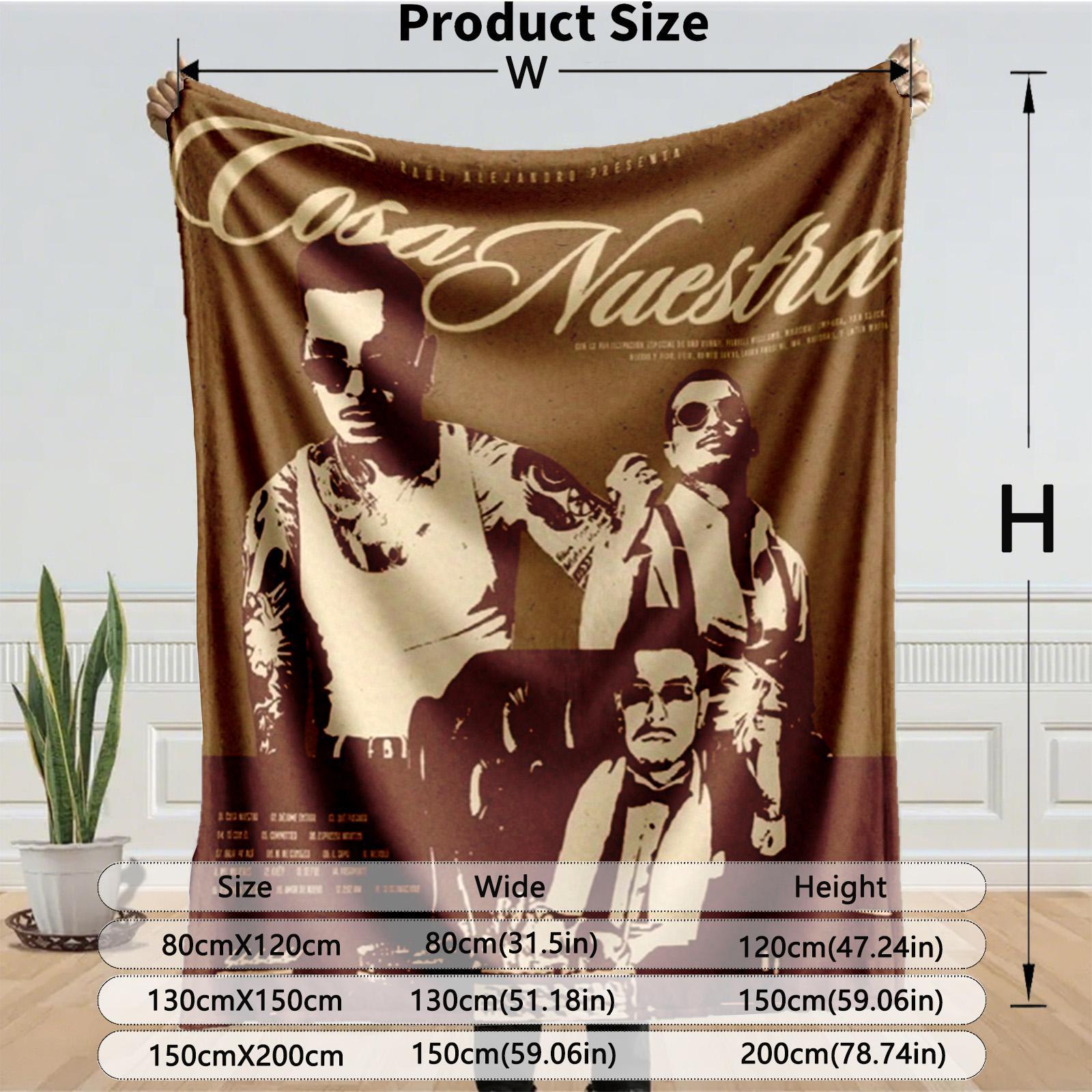 1 piece Cosa Nuestra Latin Style Music Album Cover themed flannel blanket - Modern-style flannel blanket, suitable for sofas and beds, all-season use, super soft and comfortable, digital printing, 100% polyester material, machine washable, suitable