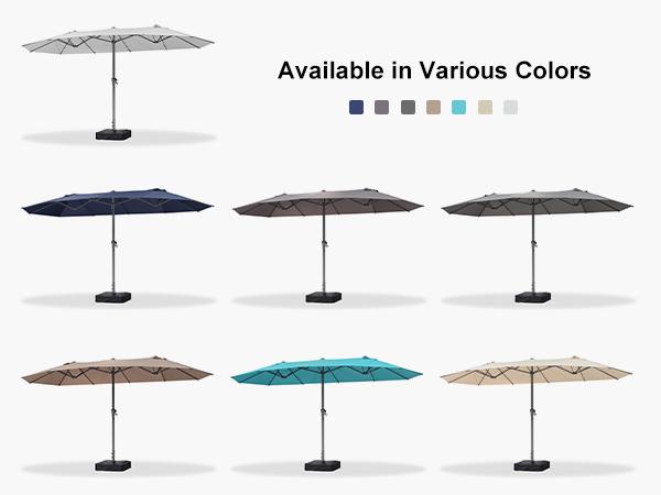 PURPLE LEAF 14 ft Double-Sided Outdoor Market Table Umbrella with Base for Pool PURPLE LEAF 14 ft Double-Sided Outdoor Market Table Umbrella with Base for Pool