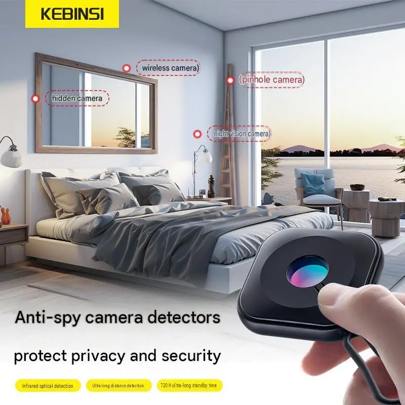 Portable Hidden Camera Detector, Infrared Anti‑Spy Scanner Device, Anti‑Monitoring Detector for Hotel, Travel & Business Trip, Privacy Security Checker to Find Hidden Surveillance Cameras