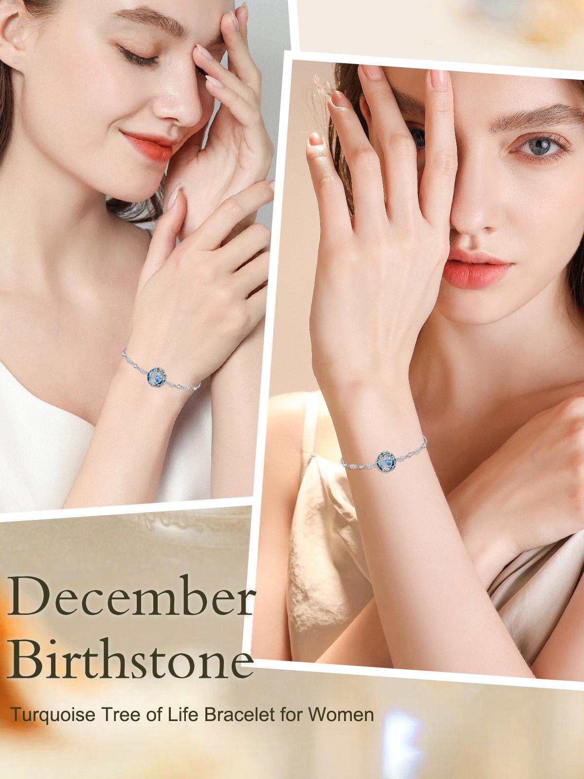 Family Tree of Life Birthstone Bracelets for Women,s925 Sterling Silver Celtic Fine Jewelry with Created Austrian Crystal,Christmas Valentines Mothers Day Birthday Gifts for Women Her Girlfriend Mom a0 b0