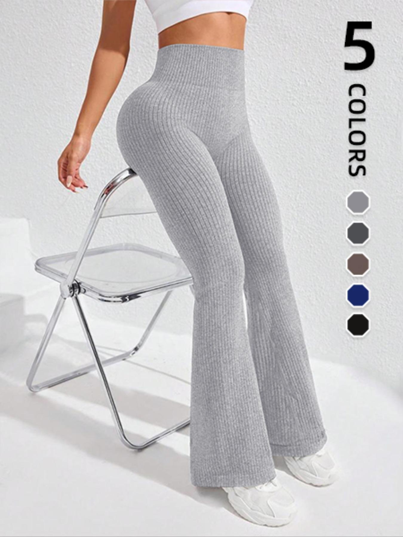 Women's High Waist Yoga Leggings, Seamless Butt Lifting Sports Pants, Vertical Stripe Flare Pants, Gym Workout Leggings, Ideal for Hiking and Outdoor Activities