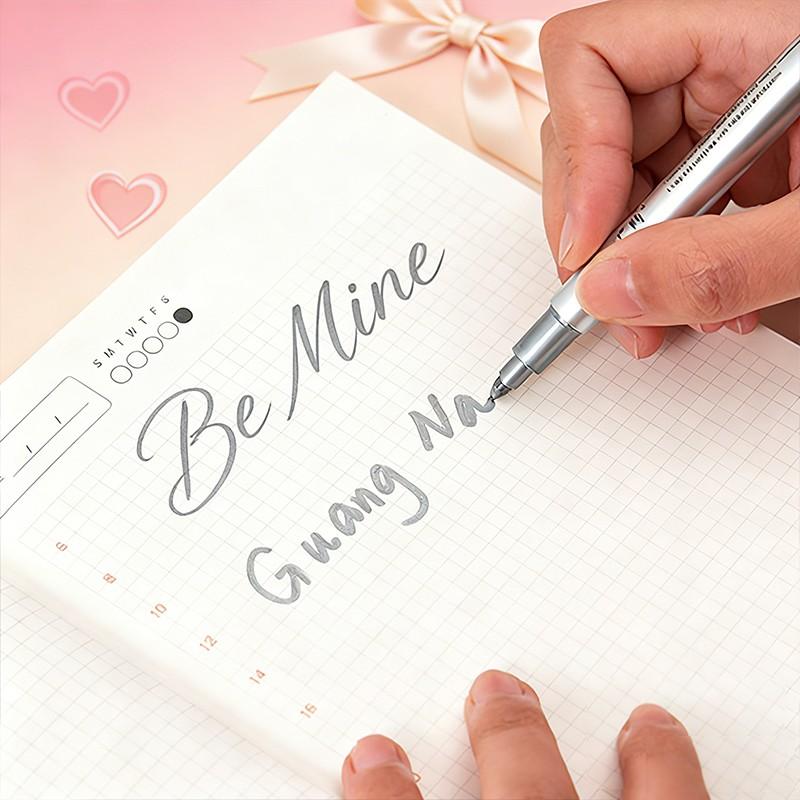 2 Pack & Silver Color Markers Set, Metal Sign Pen, Art Pen Ideal for Valentine's Day Cards and Holiday Decorations