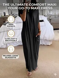 Women's Loose-Fit Batwing Long Dress, Soft Comfortable Home Wear Sleepwear & Loungewear, Elegant Victorian Style Nightgown, Perfect Gift Idea, Soft Casual Nightdress, Womenswear