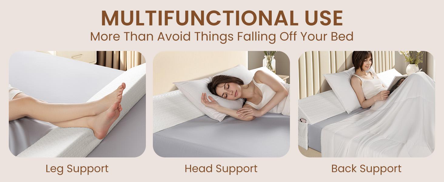 Sonoro Kate Wedge Triangle Pillow  Ultimate Bed Gap Filler  Headboard Support  Multi-Use Backrest with Hidden Side Pocket (Anti-Slip, Ergonomic Design) supportive memory foam