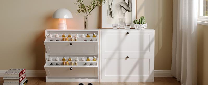 VOWNER Shoes Cabinet with 2 Flip Drawers for Narrow Entryway,Shoe Storage Cabinet Shoe Rack Organizer for Bedroom VOWNER Shoes Cabinet with 2 Flip Drawers for Narrow Entryway,Shoe Storage Cabinet Shoe Rack Organizer for Bedroom
