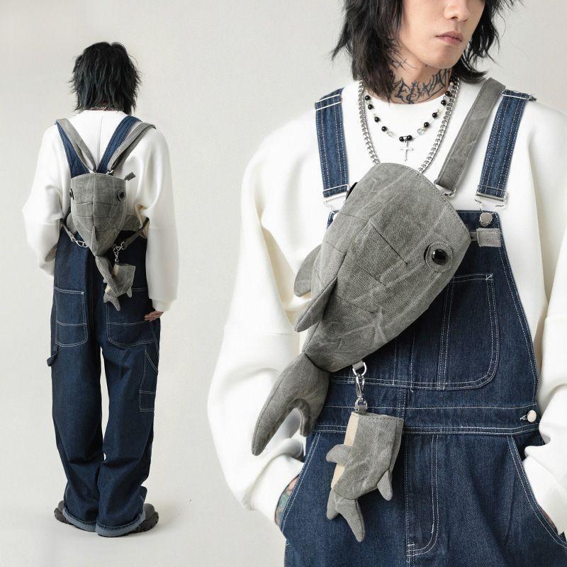 Trendy Zoo Whale Shark Bag, Shark Bag for Men and Women, Unique Design Crossbody Bag, Funny Canvas Whale Bag