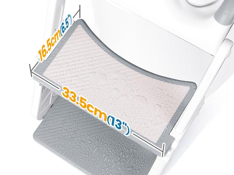 Orzbow 2-IN-1 Potty Training Toilet Seat with Step Stool for Toddler, Stability Training Potty Seat for Kids Boys Girls with Splash Guard and Anti-Slip Pad, Adjustable Ladder & Potty Seat Height, Grey