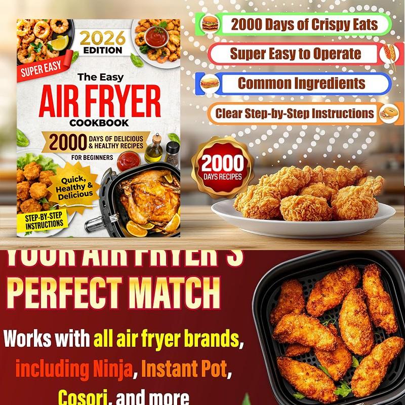 The Easy Air Fryer Cookbook for Beginners: 2000 Days Quick, Delicious & Effortless Recipes Book for Every Meal of the Day to Support Your Wellness Journey