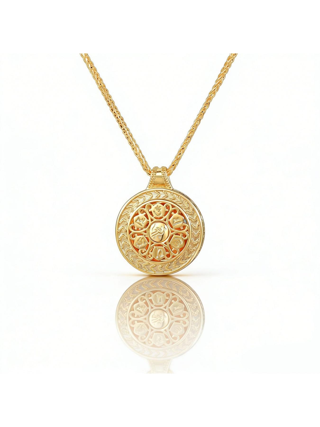 Chinese-style celebrity-inspired gourd necklace for women with a rotatable compass pendant, made of ancient gold, offering a light luxury and high-end feel, suitable as a collarbone chain