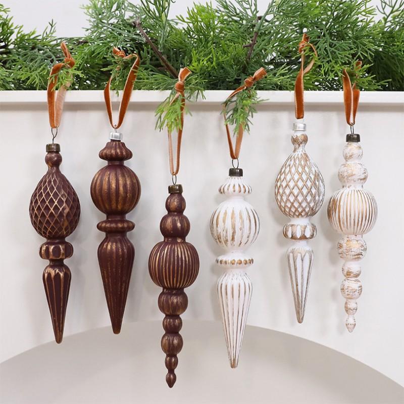 Vintage Conical Christmas Ball Ornament, Decorative Ornaments, Plastic Electroplated Holiday Decor, Durable with Hanging Rope, 9pcs for Tree, Wreath, Fireplace, Party