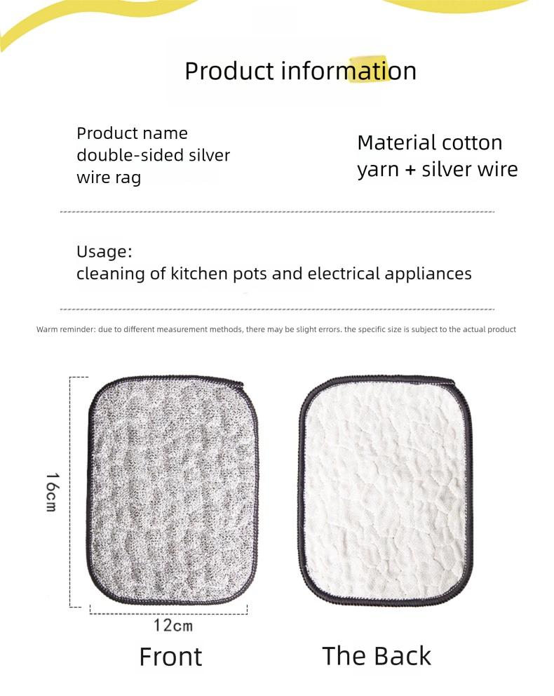 PSOS Multipack Multipurpose Non-Scratch Wire Dishcloths 5Pcs Silver 2-Layer Reusable Dishwashing Rags for Wet & Dry Use Sinks Pans Dishes Fathersdaygift Set