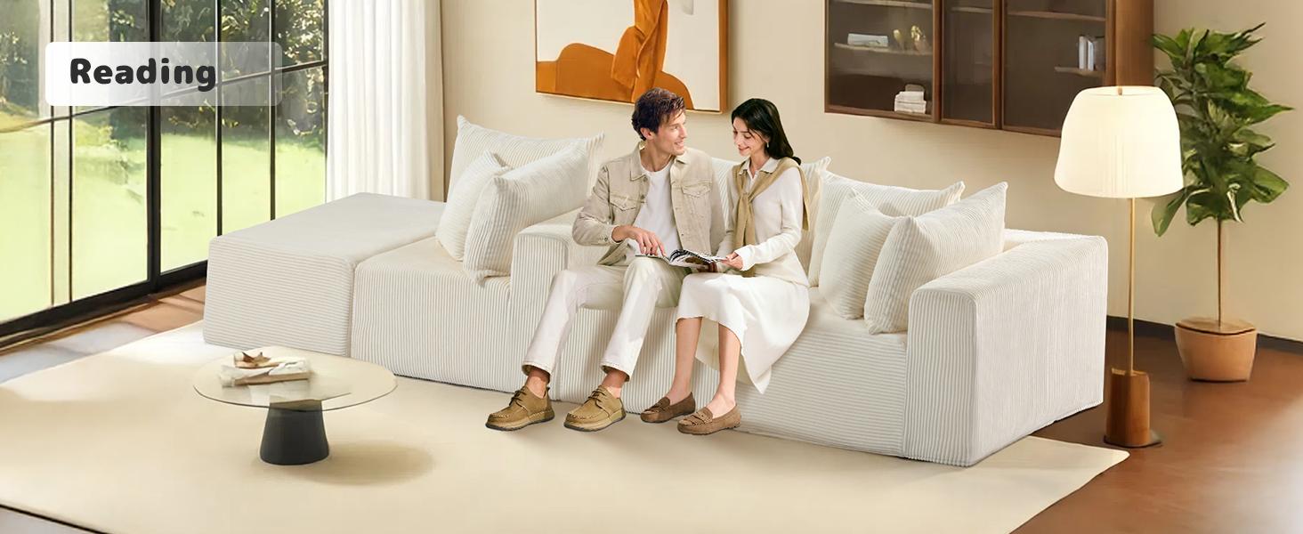 Winzoo 104" Cloud Sectional Couch with Sponge Cushion,Modern Modular L Shaped Sofa,Upholstered Couches for Living Room Furniture Bedroom Apartment