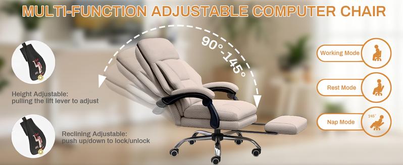 【Black Friday】Executive Office Chair with Foot Rest Comfortable High Back Computer Gaming Chairs Lumbar Support Ergonomic Home Office Desk Chairs Big and Tall PU leather Work Chair