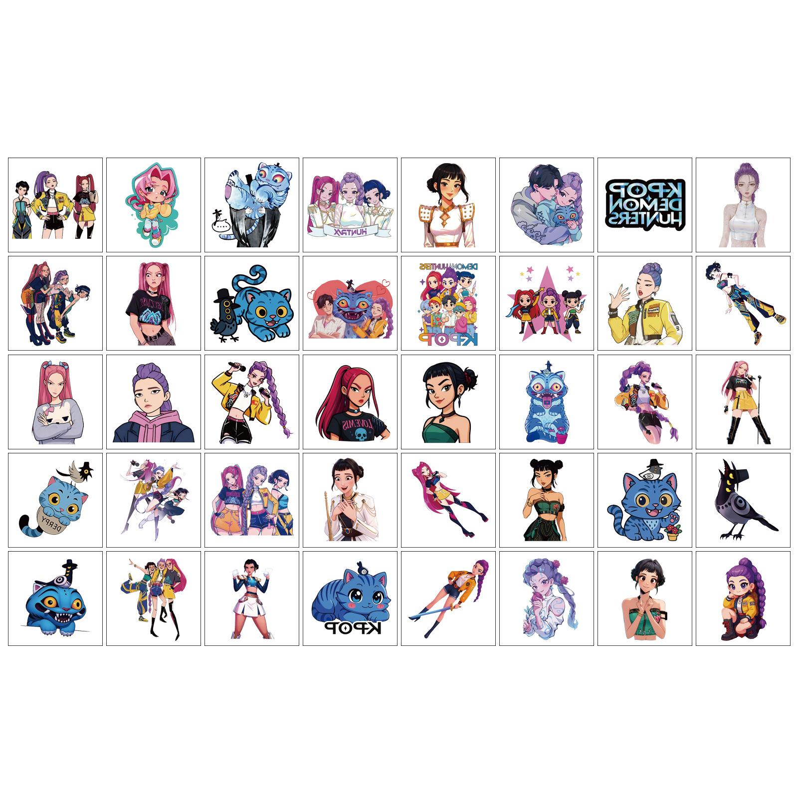 40pcs Demon Slayer Temporary Tattoo Stickers, Cartoon Anime Creative Tattoos, Temporal Body Art Decorations, Perfect Gift Idea