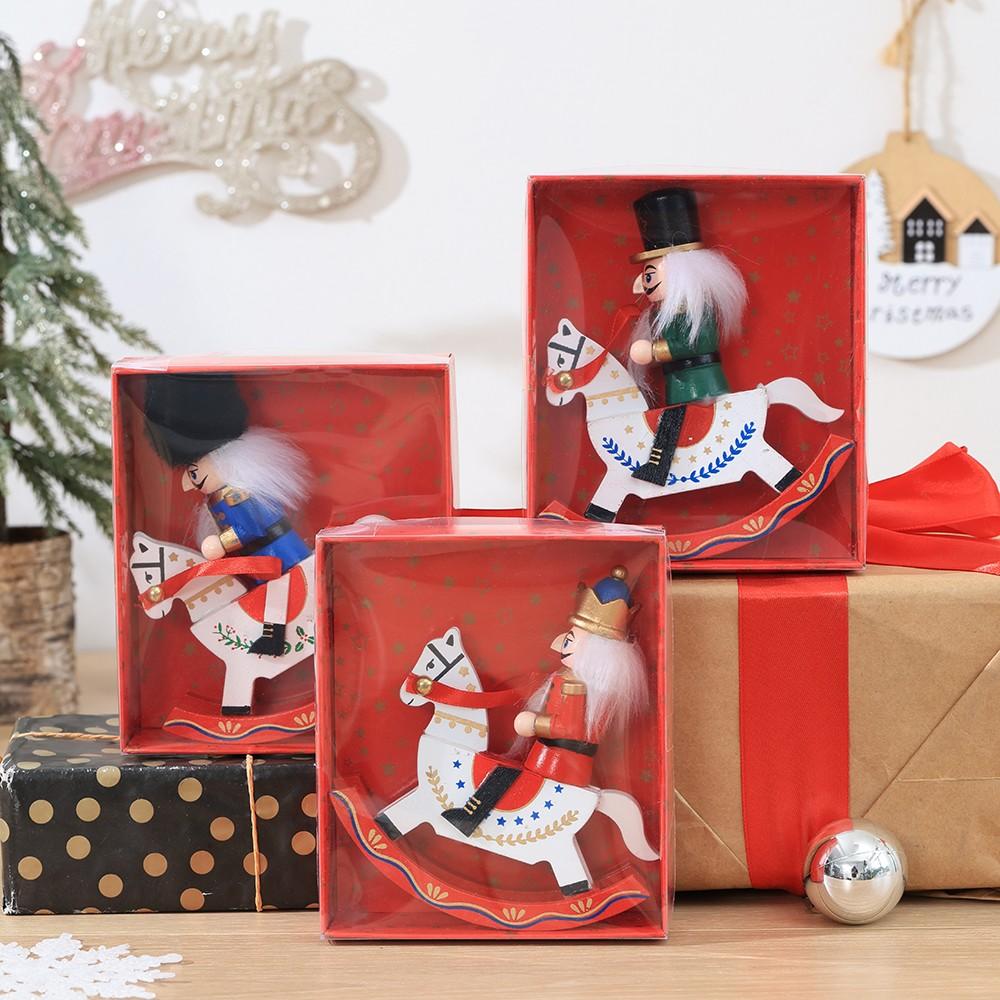 Classic Wooden Nutcracker Ornament Set, Hand-Painted Mini Soldier Statues, Christmas Decor, Gift Box, Holiday Decoration