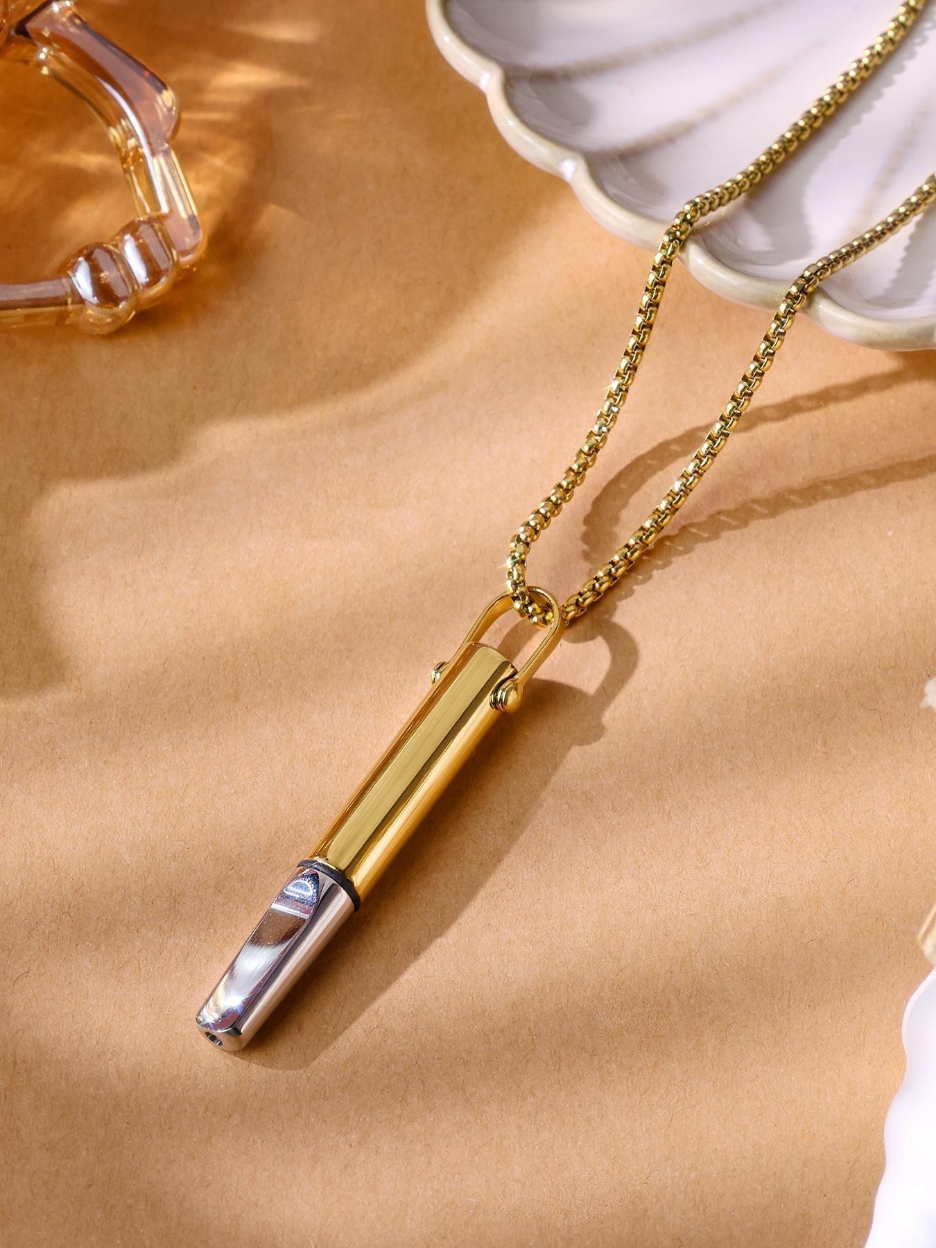 Breath Necklace Stainless Steel Detachable Anxiety Relief Pendant, Mindfulness Breathing, Stress Relief Jewelry, Unisex Gift