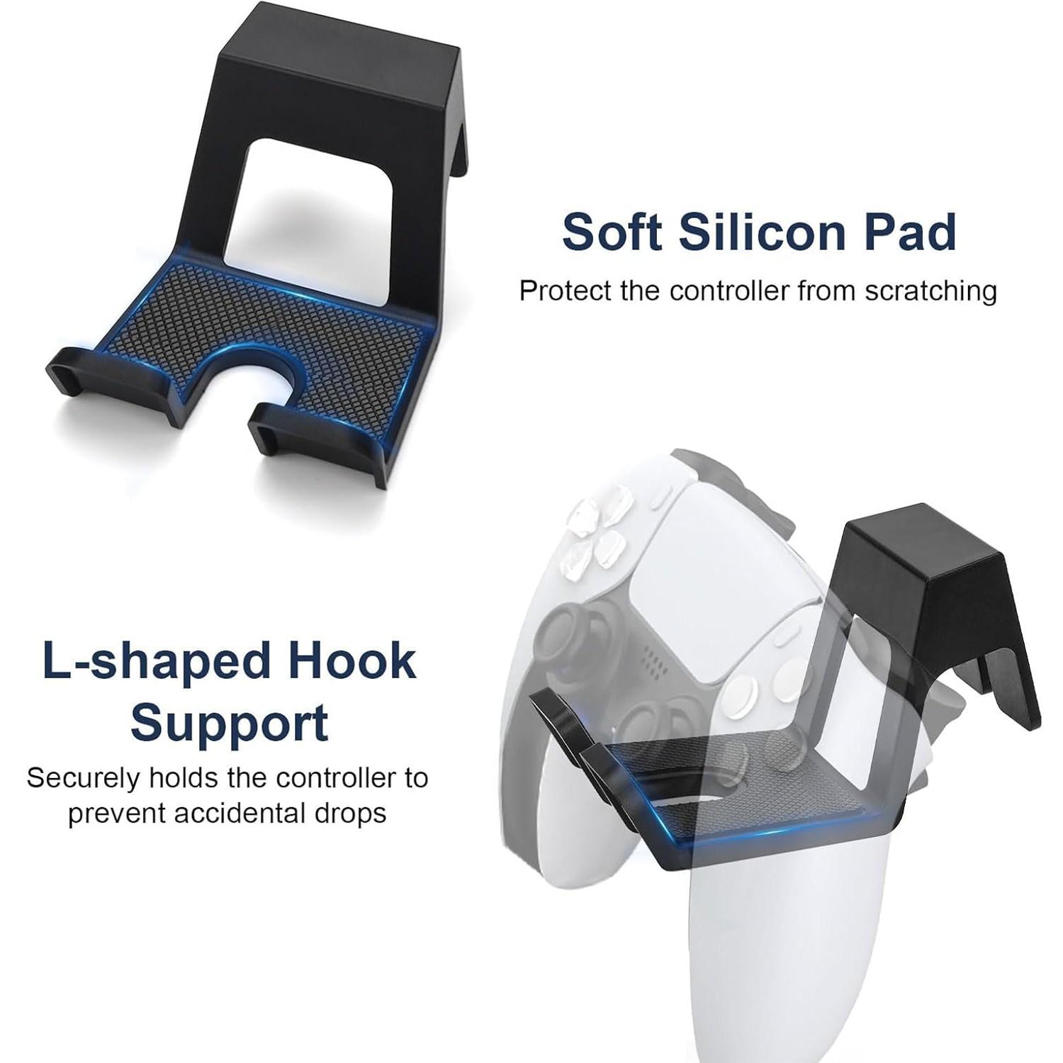 Universal Game Controller Wall Mount Holder, 2-Pack Adhesive Gamepad Storage Organizer, Fits Ps5/ps4/switch/xbox-One, Space-Saving Design