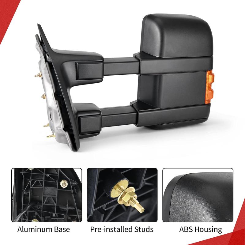 OEDRO Towing Mirrors compatible for 1999-2007 Ford F250 F350 F450 F550 Super Duty Tow Mirror Power Heated with Turn Signal Light 1999 2000 2001 2002 2003 2004 2005 2006 2007