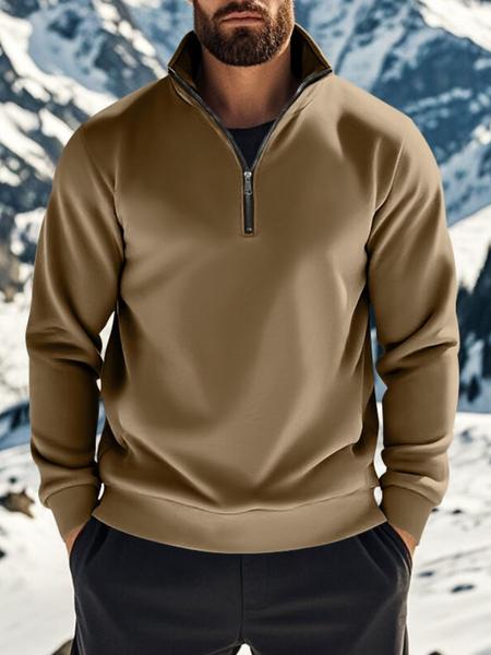 Men's Half - Zip Pullover with Contrast Lining - Stand - Up Collar, Ribbed Trim, Athletic Fit. Designed for All - Weather Performance in Outdoor Settings, Suitable for Alpine Hikes, Urban Commutes, Winter Training & Athletic Sweatshirt