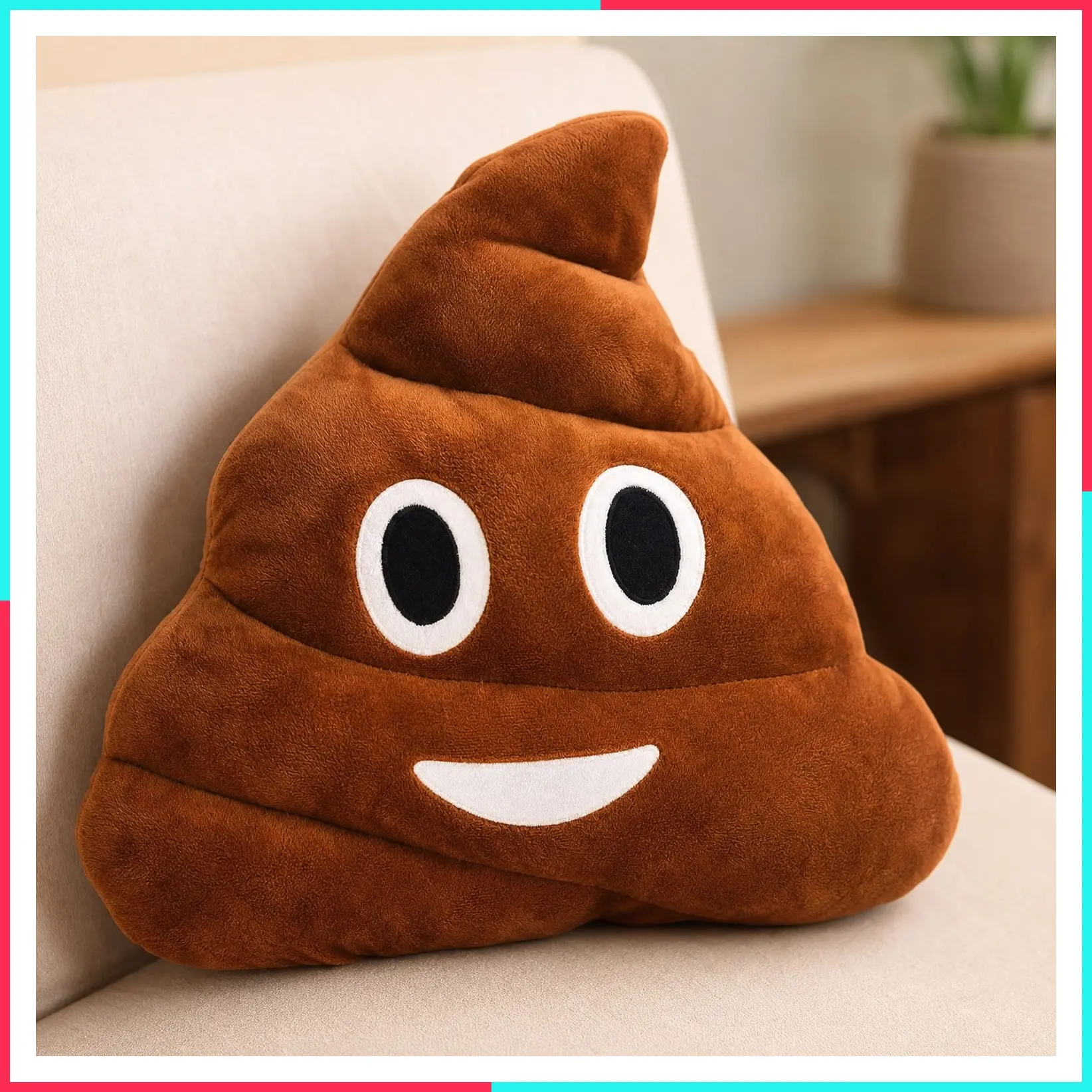 32cm Poop Plush Pillow Round Triangle Emotion Cushion Cute Decorative Stuffed Toy Brown Gift for Kids and Friends