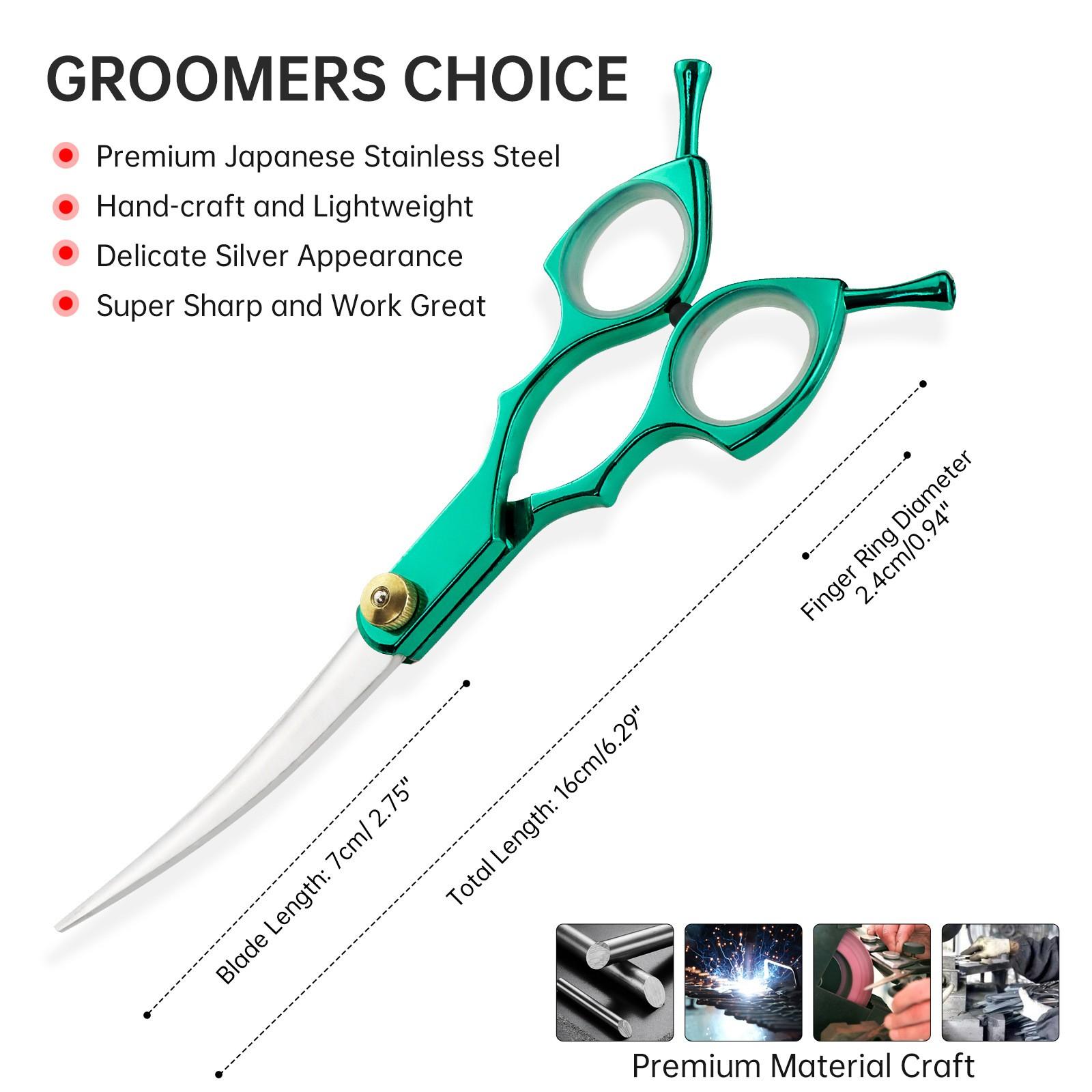 1PC Professional 6.0 inch Pet dog Grooming Scissors Curved Shears Chunker Scissors Dog Grooming Scissors Straight Shears Chunker Shars Up/Down Curved Scissors Pet Scissors