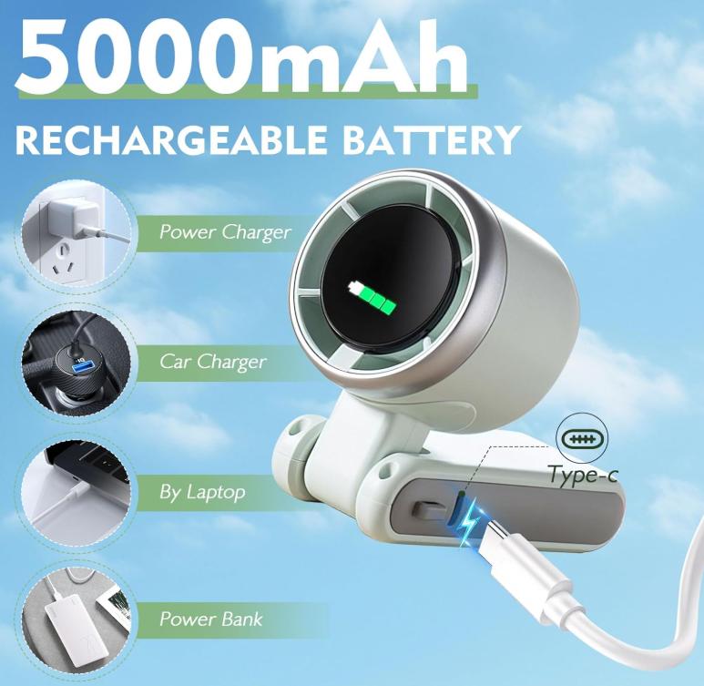 3-in-1 Head-Fold Handheld/Neck/Desk Portable Turbo Fan with LED Display, 3600mAh USB C Rechargeable 12H Runtime,13550 RPM 5 Speeds Adjustable Pocket Cooling Fans for Travel/Camping/Office/Makeup 3-in-1 Head-Fold Handheld/Neck/Desk Portable Turbo Fan with LED Display, 3600mAh USB C Rechargeable 12H Runtime,13550 RPM 5 Speeds Adjustable Pocket Cooling Fans for Travel/Camping/Office/Makeup