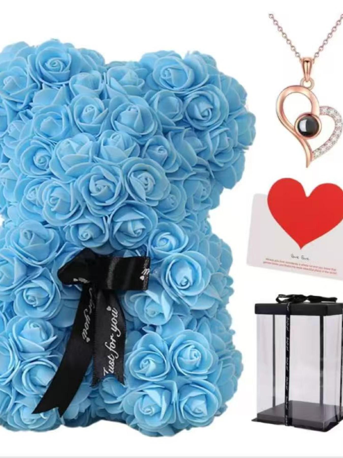 Set Includes 100 Languages Necklace Bear Card Gift Box Mother's Day Gift for Mom Valentine's Day Gift for Girlfriend