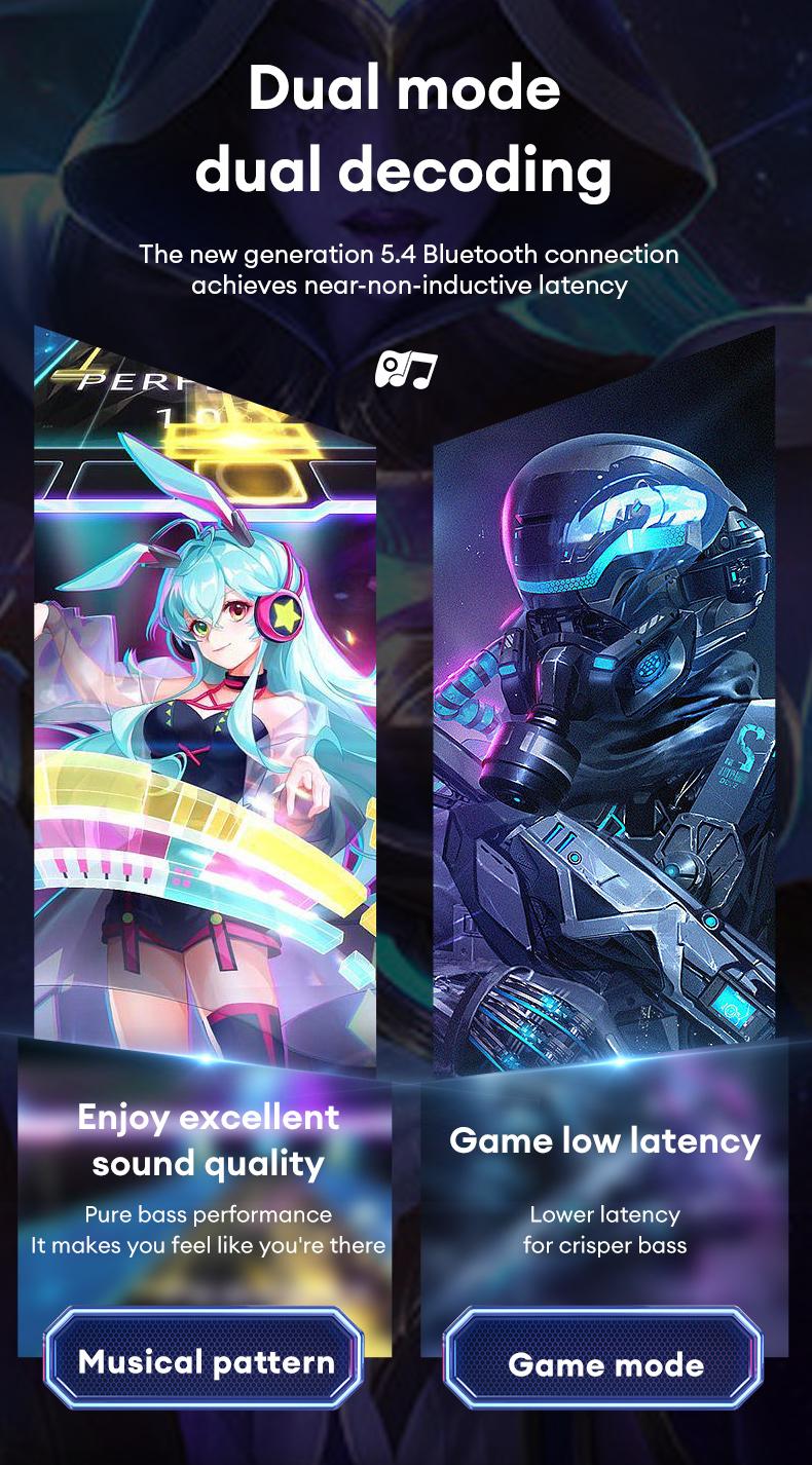 Transformers T35 Wireless Bluetooth Headphones Newly Bluetooth 5.4 Headphones RGB Color Atmosphere Light 360°Stereo Surround Sound Up to 36 Hours Battery Life