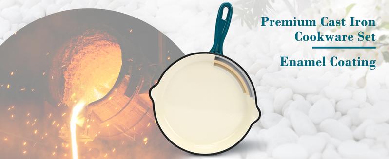 Elf Grill 7-Piece Enameled Cast Iron Cookware Set Nonstick Dutch Oven Frying Pan Skillet & Saucepan with Lids Oven Safe to 500°F All Stovetop Compatible Healthy Kitchenware for Sourdough Bread Baking Casserole & Modern Cooking