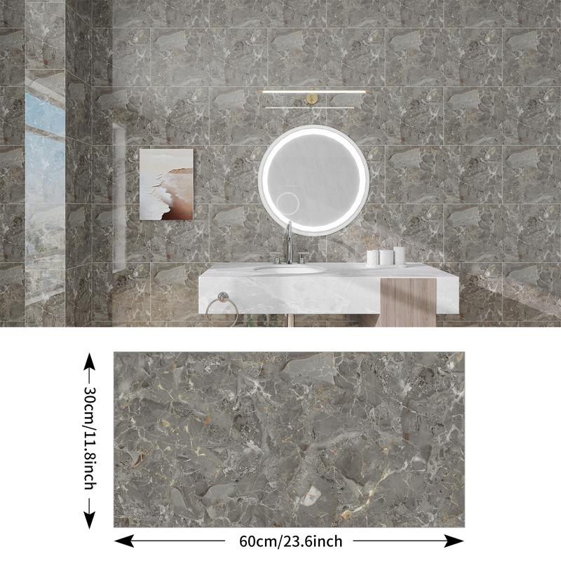 20/40Pcs Large Marble Tile Wall Stickers,PVC material Wall Paper, Easy Peel & Stick, Waterproof Self-Adhesive Panels for Kitchen, Living Room, Bathroom, Corridor, Home and Dormitory - 23.62*11.8 inch,Product details page Outdoorfun Vinyl Decorative Modern