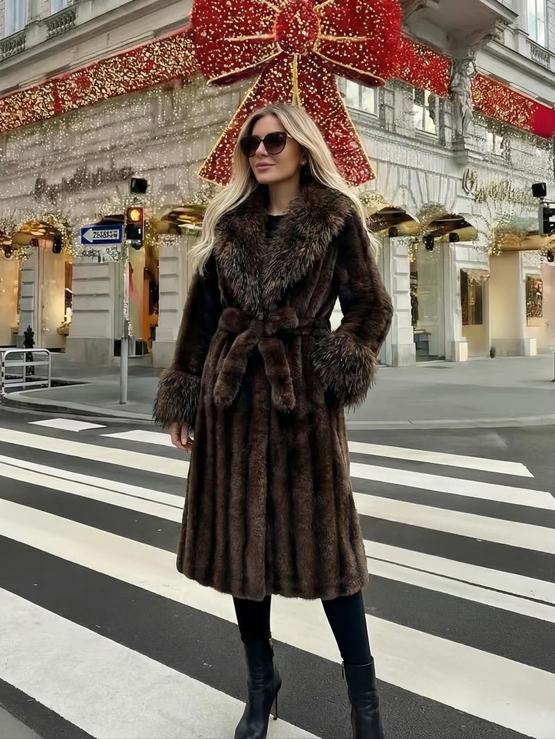 Women's Faux Fur Coat, Winter Fashionable Long Sleeve Jacket, Casual Daily Wear Outerwear, Warm & Stylish Design