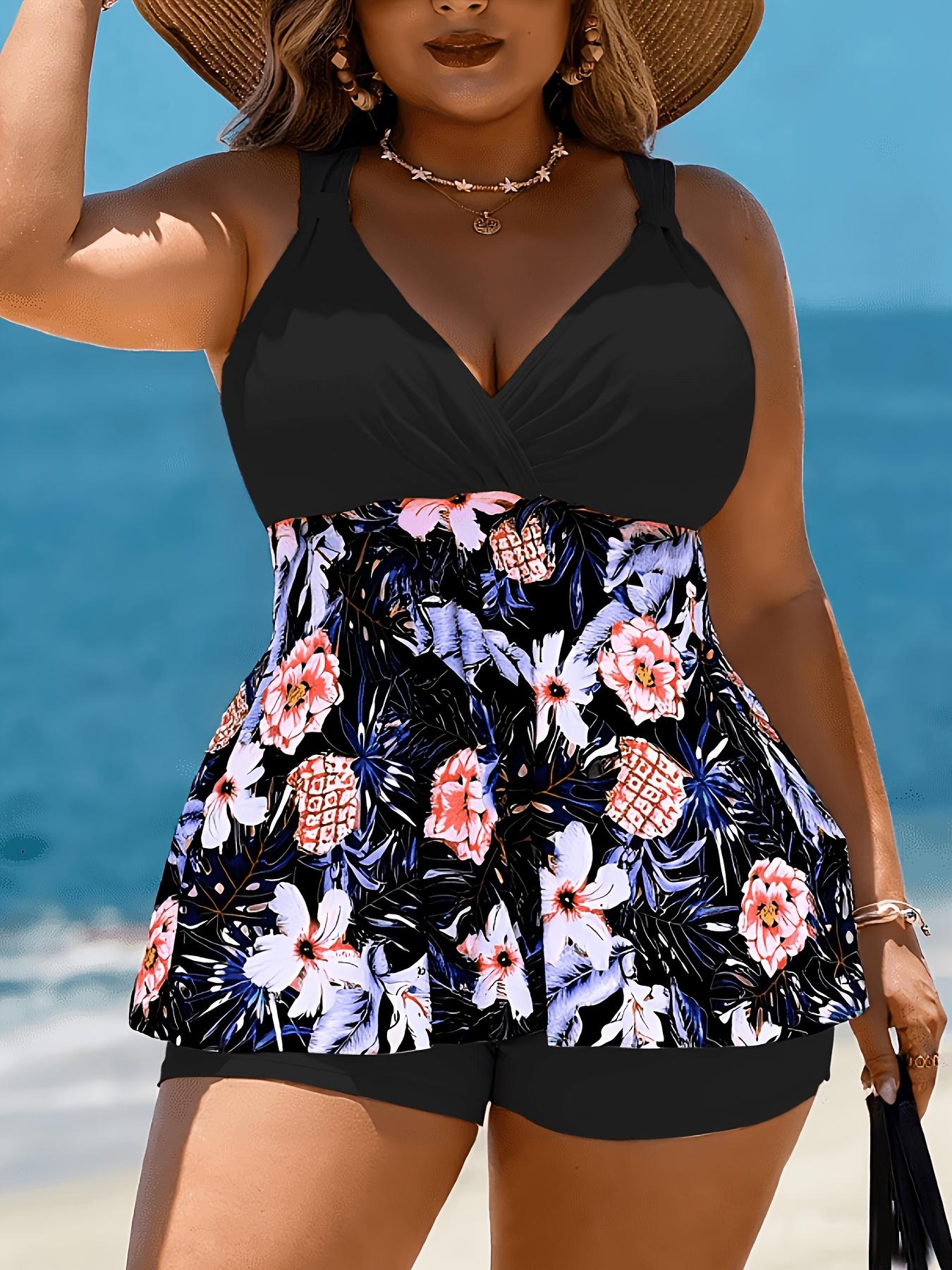 Swimsuit for Women, Womens Plus Size Swim Dress Swimsuit One Piece Tummy Control Bathing Suit Flowy Body Shaping Swimwear