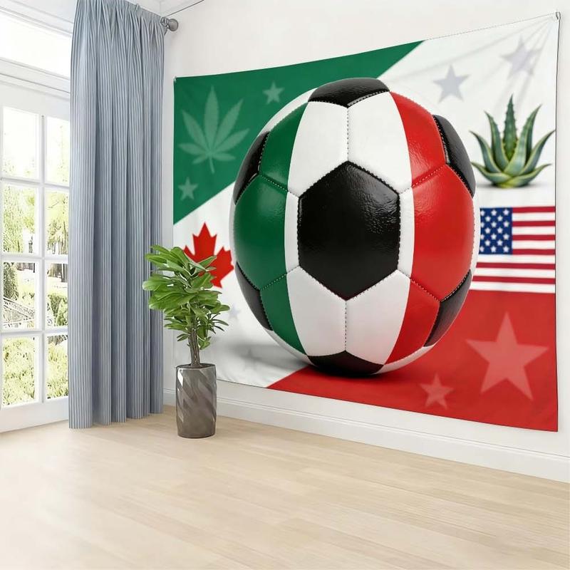 1 pc microfiber FIFA World Cup Soccer Ball Tapestry Wall Hanging Colorful Flag Print Home Decor for Living Room Dining Room Bedroom Outdoor Holiday Decorations Enhance Atmosphere Tapestry Background Cloth Hanging Cloth Wall Cloth Decorative Cloth