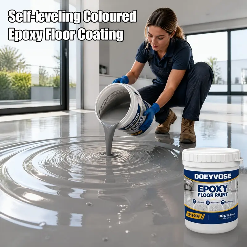 [DOEYVOSE] Grey Epoxy Resin Floor - Garage Floor Epoxy, Assembly Line and Workstation Floor, Anti-Slip Texture, Self-Leveling, Long-Lasting Finish
