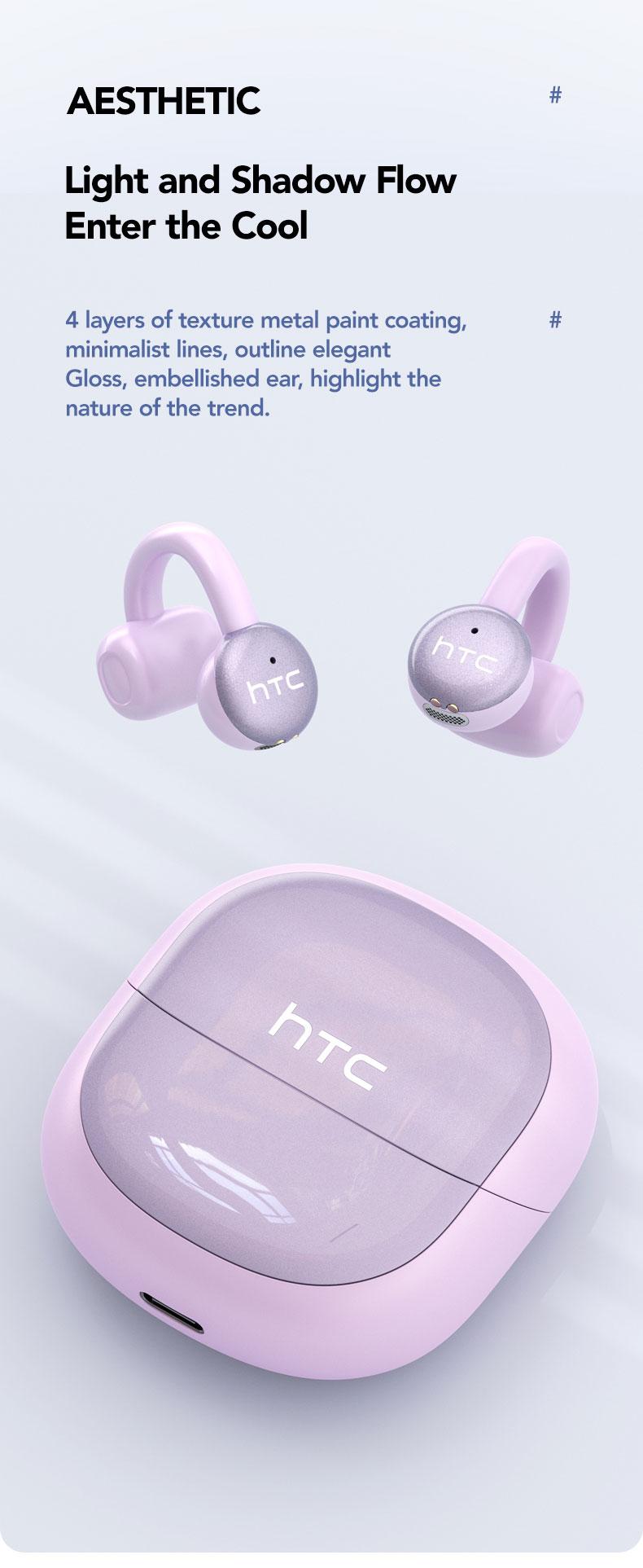 HTC NE15 AI translation earphones clip-on earphones business earphones Bluetooth earphones 6.0 low latency earphones IPX5 waterproof HiFi sound quality ear clip wireless earphones