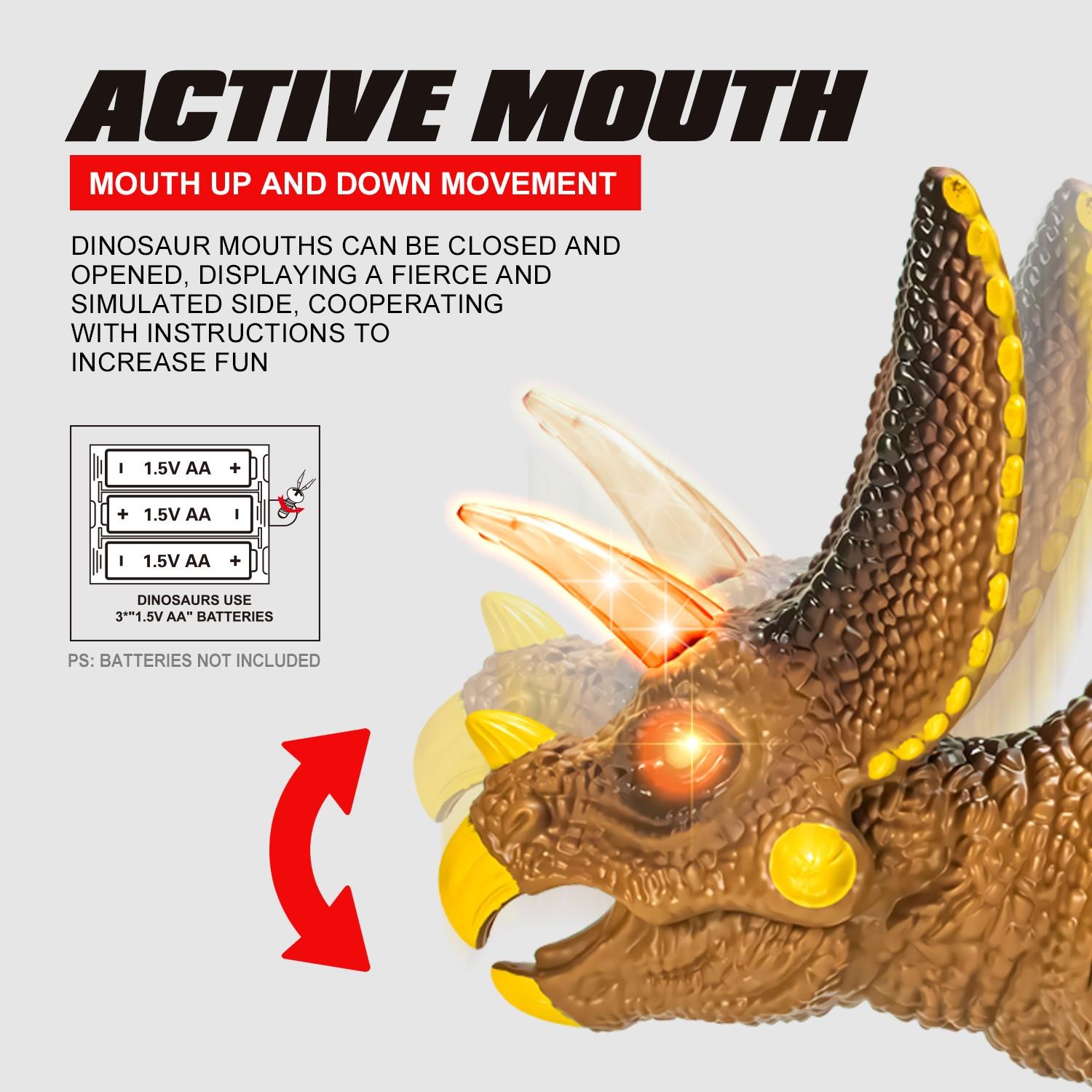 Remote Control Dinosaur Toy, Trike Sound Walking with Lights, Unisex Gift for Boys Ages 3-6, Requires Aa Batteries (not Included)