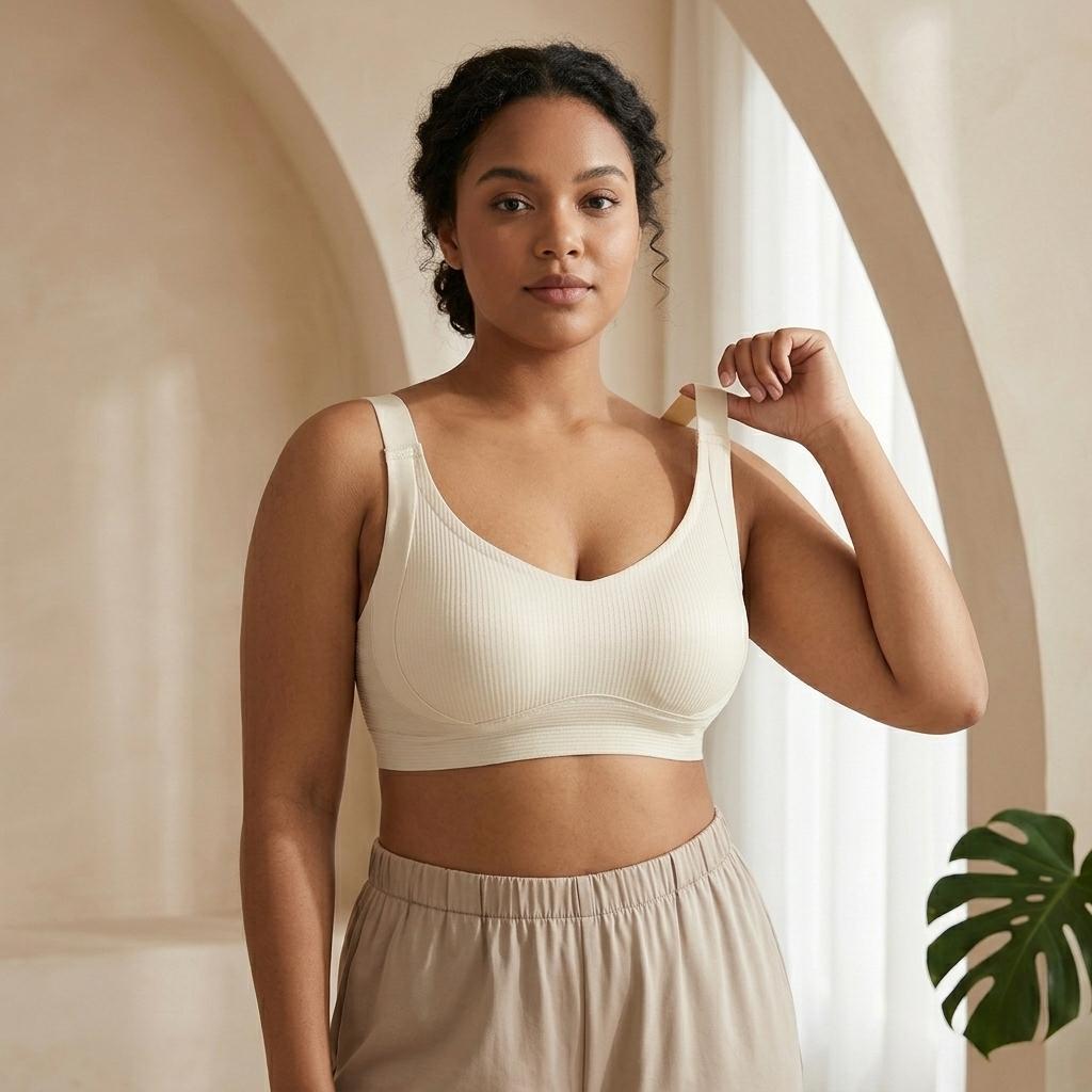 4PCS Solid Seamless Ribbed Push Up Bras, Wirefree Jelly Full Coverage Comfort Everyday Bralette, Plus Size Ultimate Lift Cool Sleep Bra No Padded Underwire