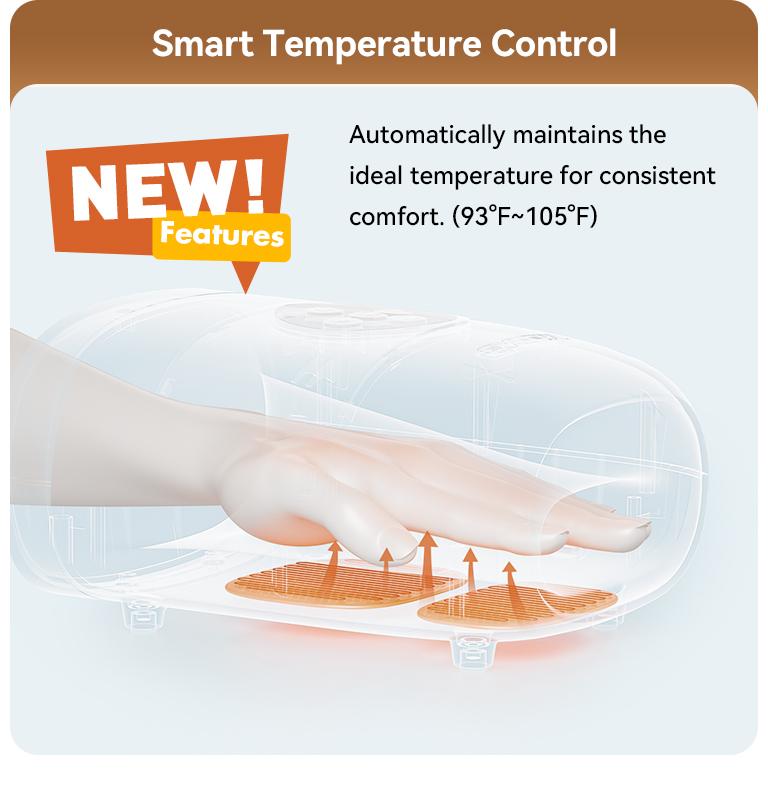 [Plus Model] CINCOM White Gold New Hand Massager, Rechargeable Finger Soother with Adjustable Comfort Settings, Soothing Warmth, User-Friendly Display—Perfect for Relaxation and an Ideal Gift for Loved Ones